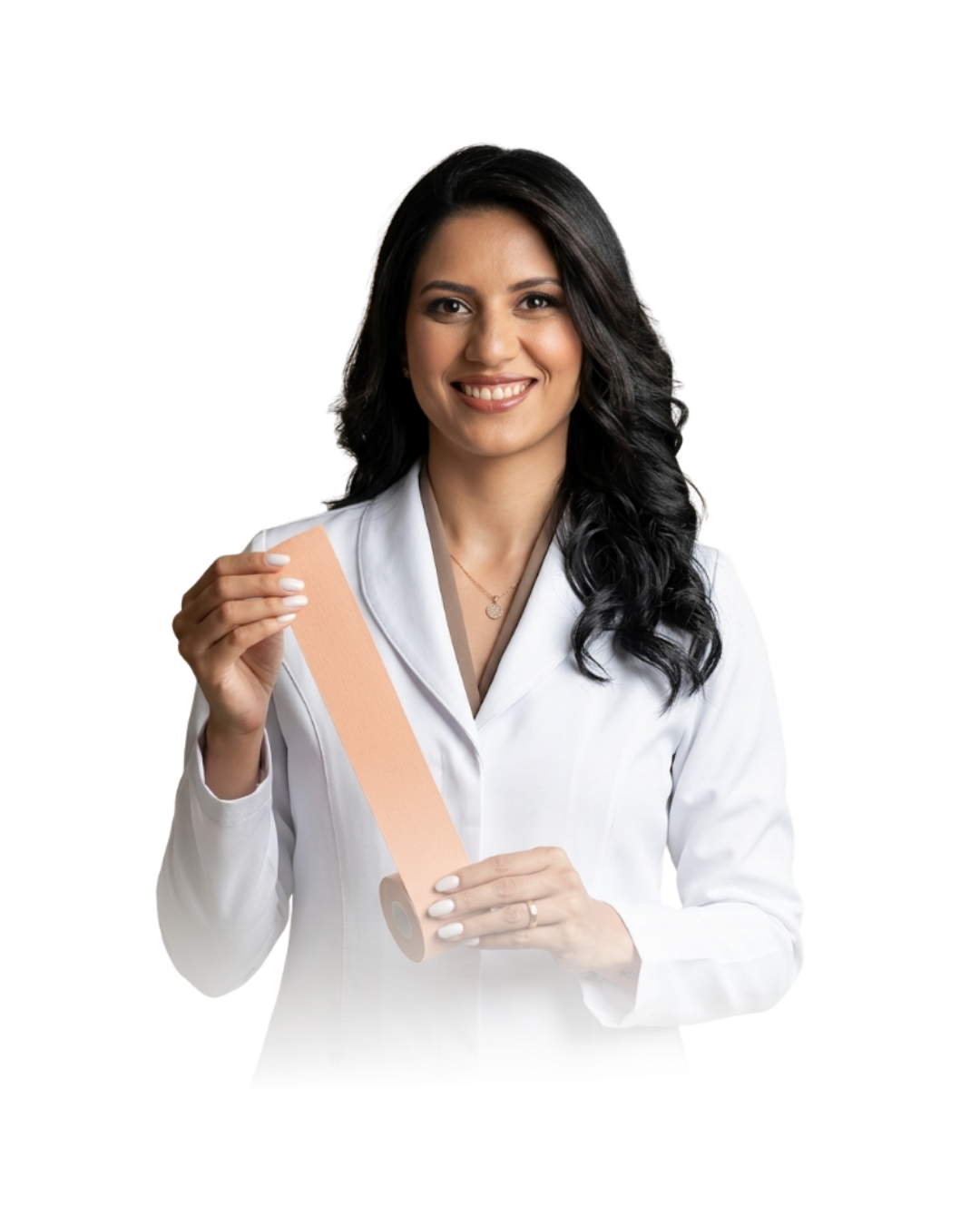 Thain&aacute; Gaby segurando fita de taping